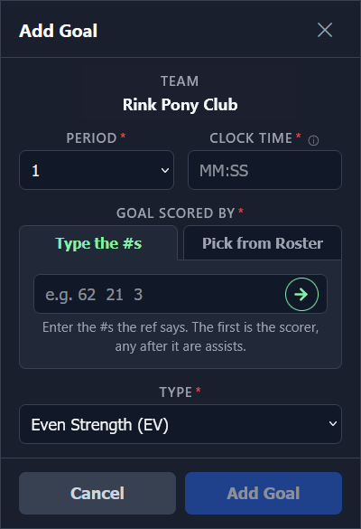 Rink Pony Club - example of goal