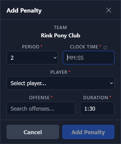 Rink Pony Club - example of penalty